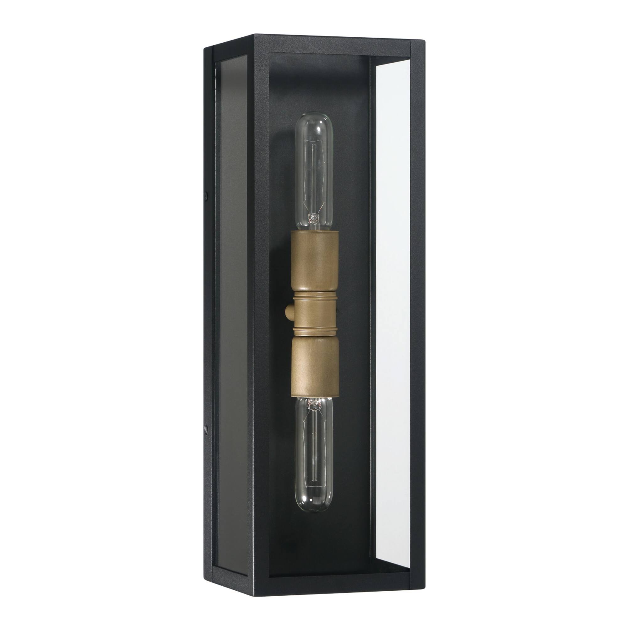 Hello Honey® Lloyd Matte Black Modern Minimalist Metal & Glass Wall Mounted Outdoor Light